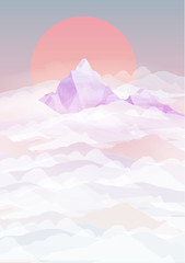 Mountains Backgrounds with Sunset above Clouds - Vector Illustration - 115552070