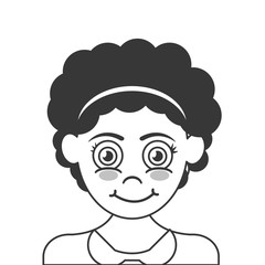 flat design happy girl with curly hair icon vector illustration