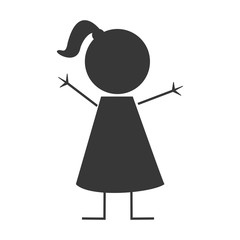 flat design happy girl icon vector illustration stick figure