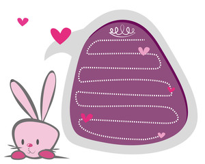 A pink cute bunny and a bubble talk egg