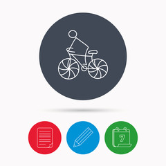 Biking sport icon. Bicycle race sign.