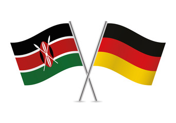 Kenyan and German flags. Vector illustration.