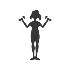 Bodybuilding concept represented by woman and weight lifting icon. Isolated and flat illustration 