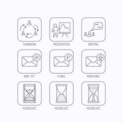 Teamwork, presentation and meeting chat bubbles.