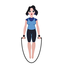 Bodybuilding concept represented by woman cartoon icon. Isolated and flat illustration 