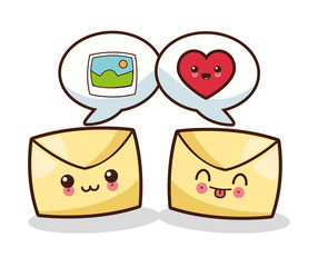 Technology and social media concept represented by kawaii emal icon. Colorfull and flat illustration.