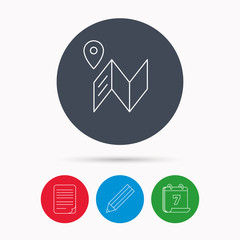 Obraz premium Map icon. GPS navigation with pin sign.