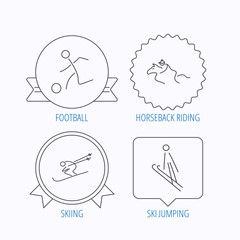 Fototapeta premium Horseback riding, football and skiing icons.