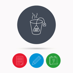 Tea bag icon. Natural hot drink sign.