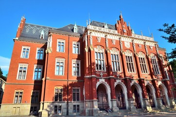 Krakow, Poland - July 5, 2016: Jagiellon University at end of school year, Collegium Novum, Krakow,...