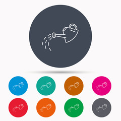 Watering can icon. Gardener equipment sign.