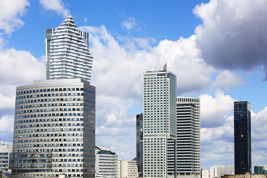 Fototapeta City business district at sunny day