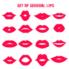 Set of sensual lips. Flat style. Vector illustration.