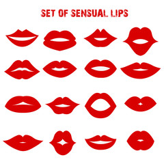 Set of sensual lips. Flat style. Vector illustration.