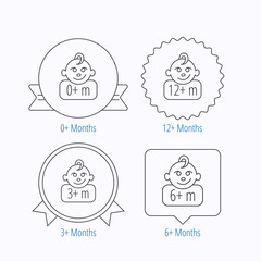 Infant child, 0 months child and toddler baby icons.