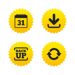 Download and Backup signs. Calendar, rotation