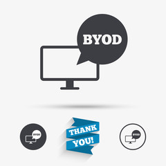 BYOD sign icon. Bring your own device symbol.