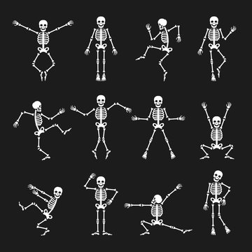 Skeleton dance. Funny dancing skeleton vector illustration