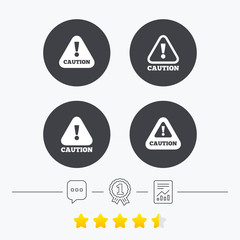 Attention caution signs. Hazard warning icons.