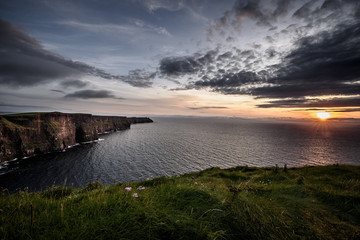Sunset at the cliffs of Moher