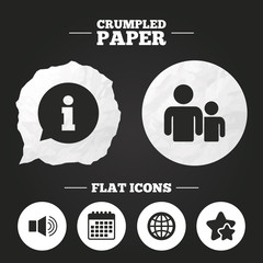 Information sign and group. Communication icons.