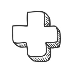 Medical and Health care concept represented by cross shape icon. Isolated and sketch illustration 