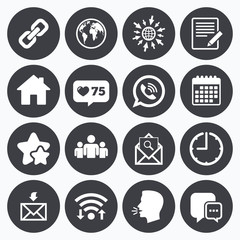 Communication icons. Contact, mail signs.