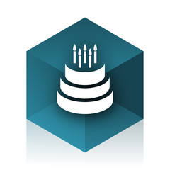 cake blue cube icon, modern design web element