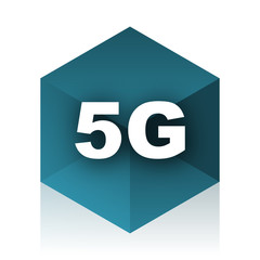 5g blue cube icon, modern design web element