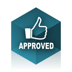 approved blue cube icon, modern design web element