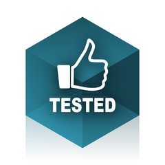 tested blue cube icon, modern design web element
