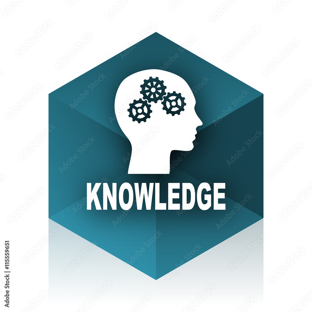 Poster knowledge blue cube icon, modern design web element