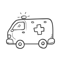 Medical and Health care concept represented by ambulance icon. Isolated and sketch illustration 