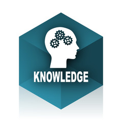 knowledge blue cube icon, modern design web element