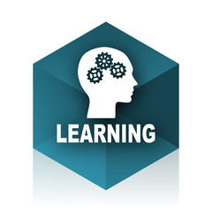 learning blue cube icon, modern design web element