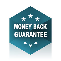 money back guarantee blue cube icon, modern design web element