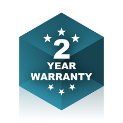 warranty guarantee 2 year blue cube icon, modern design web element