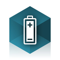 battery blue cube icon, modern design web element