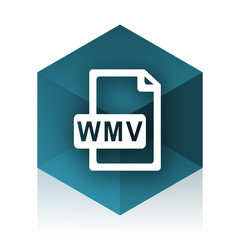 wmv file blue cube icon, modern design web element