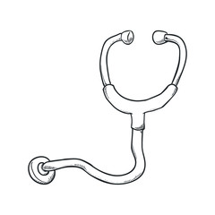 Medical and Health care concept represented by stethoscope icon. Isolated and sketch illustration 