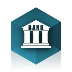 bank blue cube icon, modern design web element