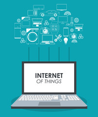 Internet of things concept represented by laptop icon. blue background and flat illustration.