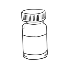 Medical and Health care concept represented by medicine jar icon. Isolated and sketch illustration 