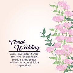 Floral wedding represented by flowers icon over pastel background. Colorfull and painting illustration