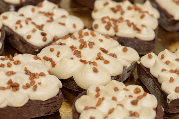 Chocolate tarts with vanilla pudding