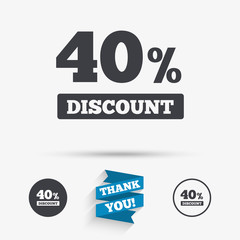 40 percent discount sign icon. Sale symbol.