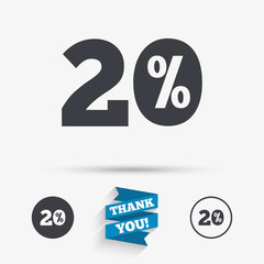 20 percent discount sign icon. Sale symbol.