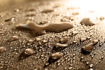 Drops on table, macro view
