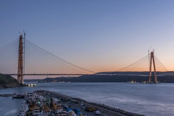 Fototapeta premium third bridge or yavuz sultan selim bridge under construction
