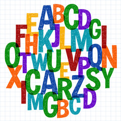 Pattern with hand drawn vector letters